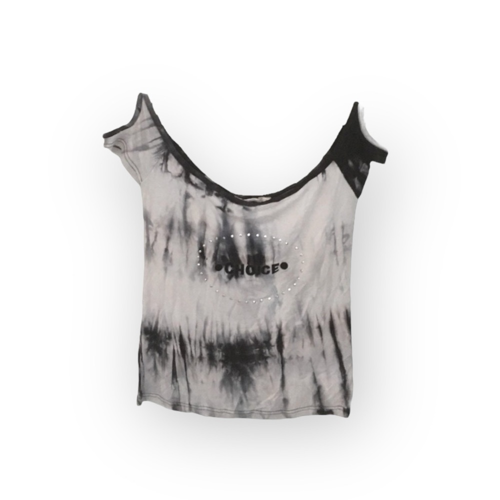 Yuka ★ Choice Cold Shoulder Top ★ Black Tie Dye ★ Medium ★ - Picture 2 of 16